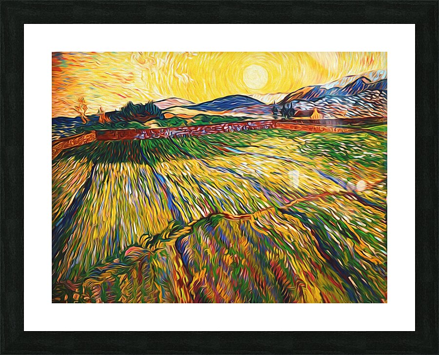 trees countryside painting Picture Frame print