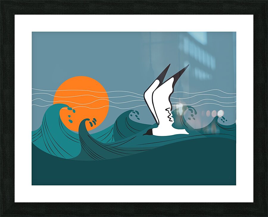 seagull sea storm waves Picture Frame print
