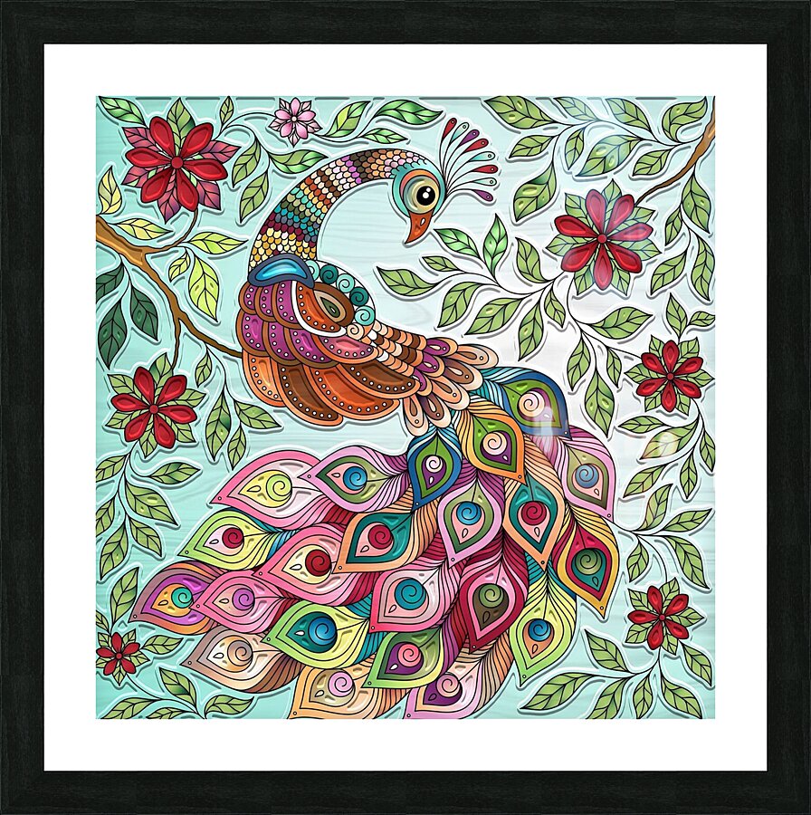 Peacock colours Picture Frame print