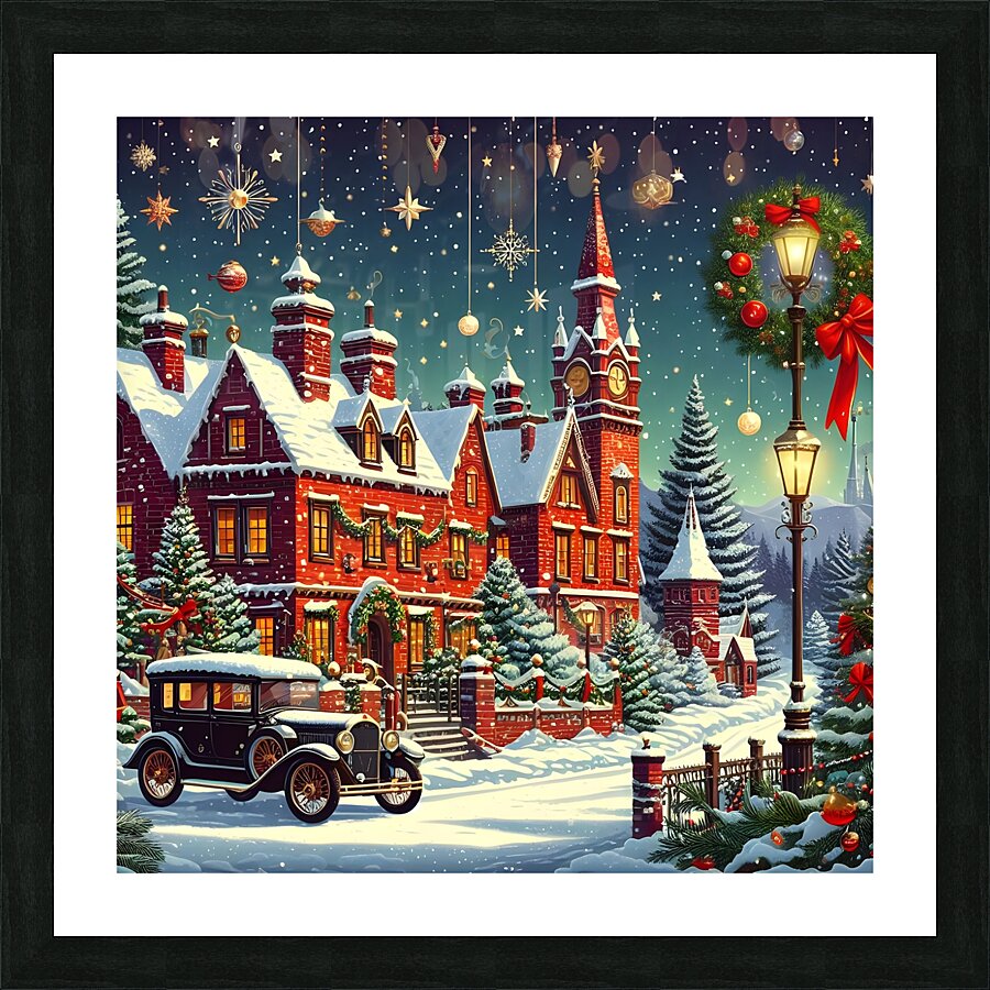 village town snow Picture Frame print