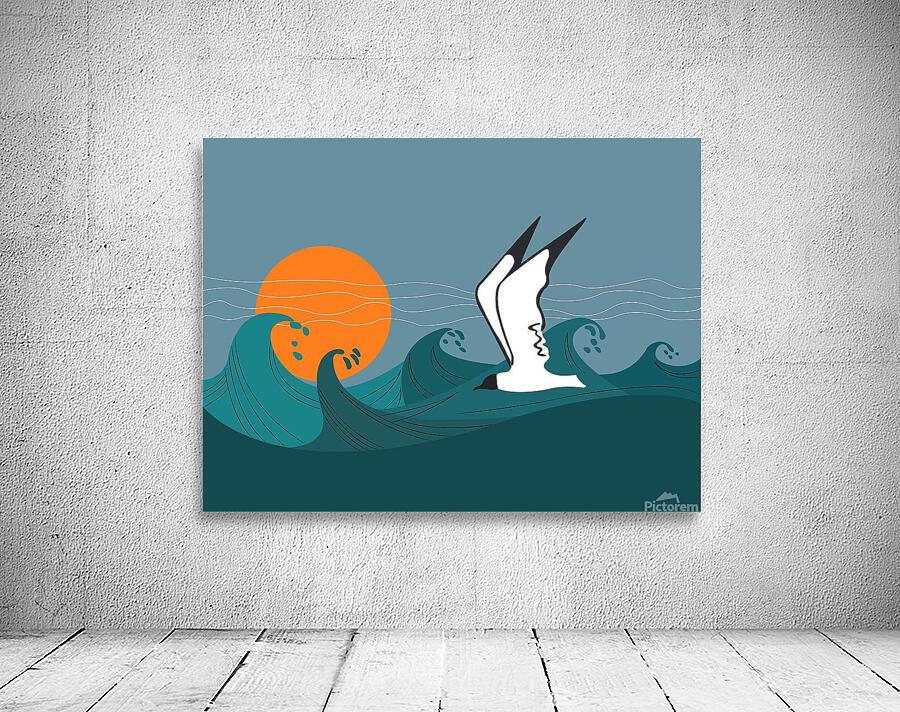 seagull sea storm waves Wall Preview