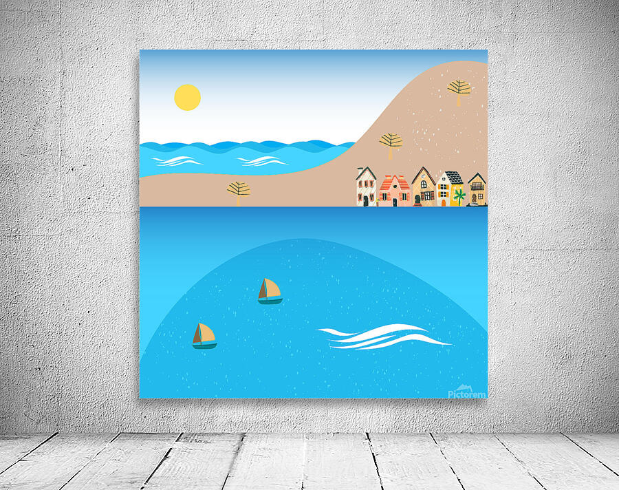 coast beach sea water mountains Wall Preview