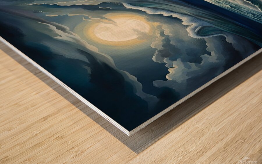 waves storm sea Wood print