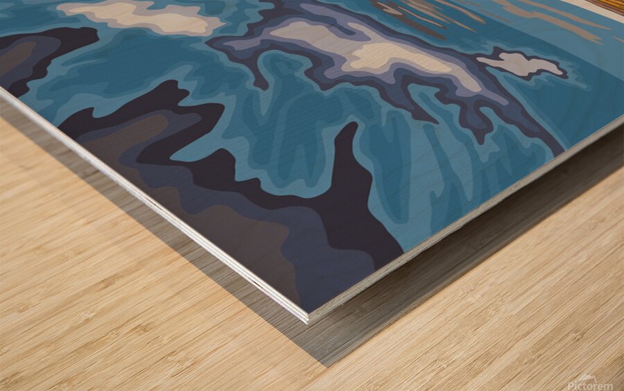 wyoming travel poster landscape Wood print