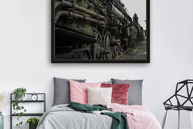 Old Train in the Yard Reproduction