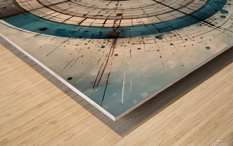 Circles Blue Wood print