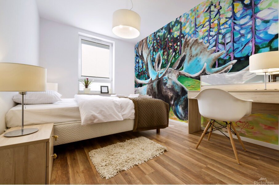 Blue Moose Mural print
