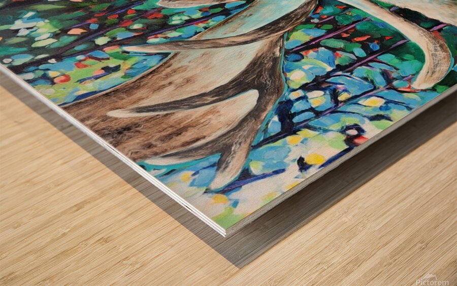 Blue Moose Wood print