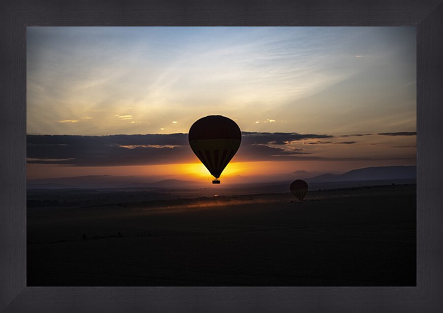 Hot air balloon over Masai Mara Picture Frame print