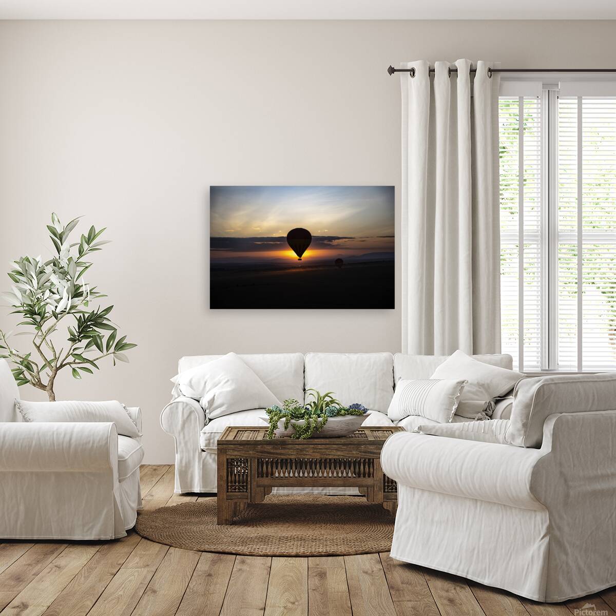 Hot air balloon over Masai Mara Reproduction