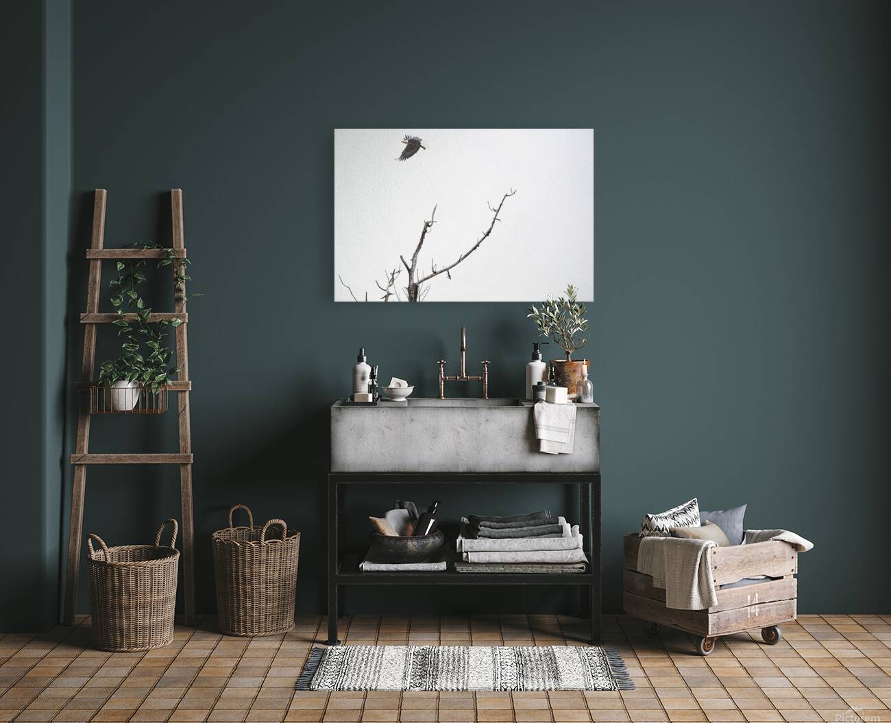 Eagle soaring over a tree Reproduction