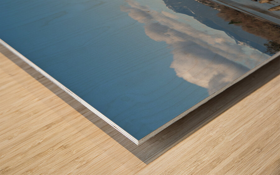 Golder Ears Mountains from brae Island Wood print