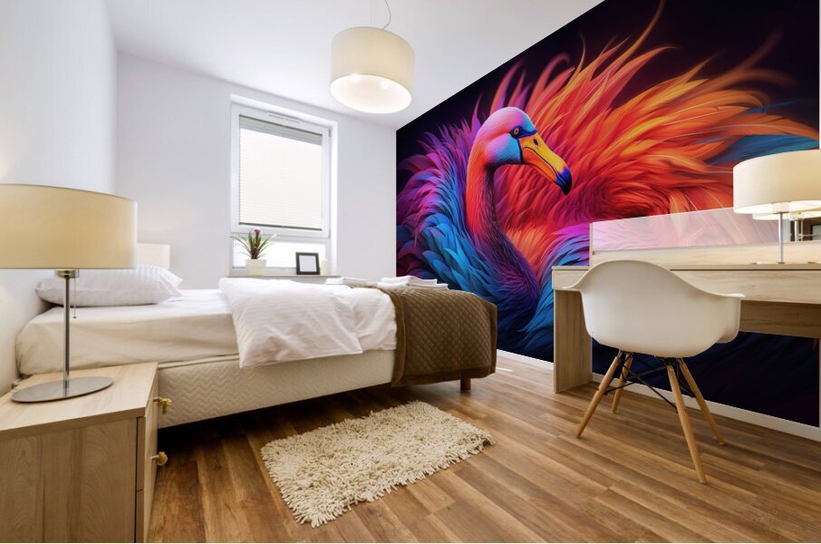 Flameing Flamingo Mural print