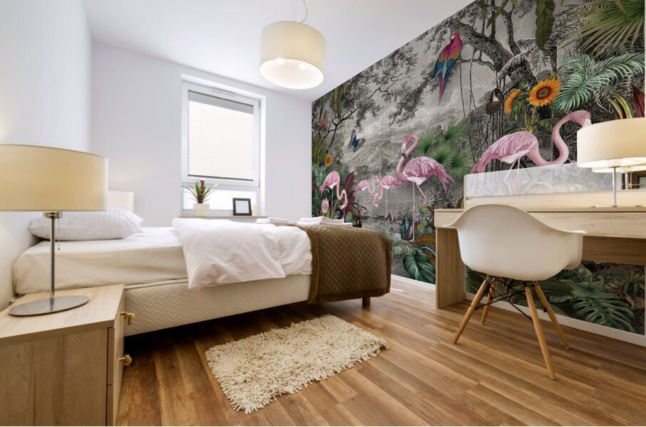 Flamingo Paradice Tapestry  Mural print