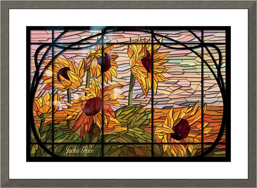 Sunflower Glass Picture Frame print