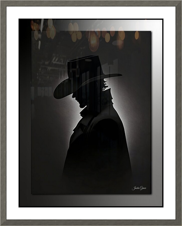 Dark Cowboy Picture Frame print