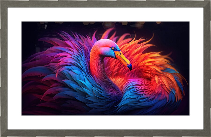 Flameing Flamingo Picture Frame print