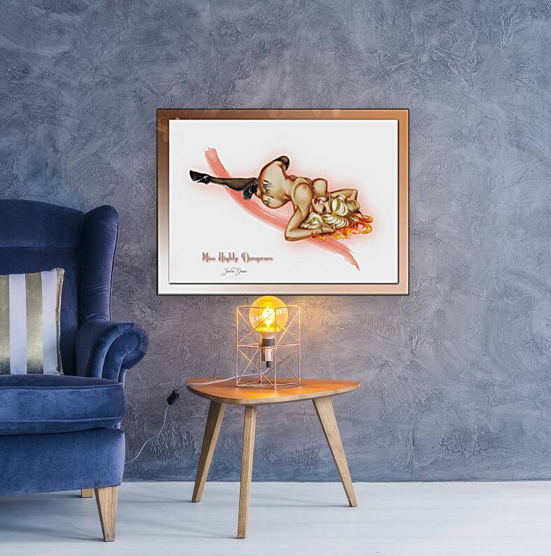 Highly Dangerass Nude PinUp in Peach Reproduction