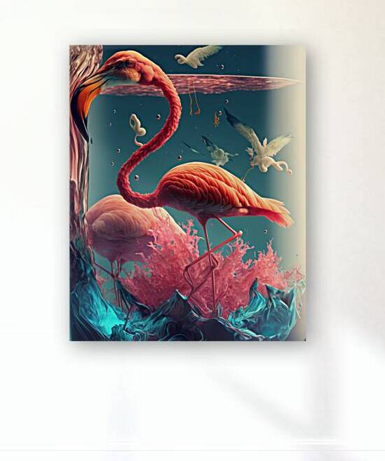 Flamingo Under Glass Reproduction