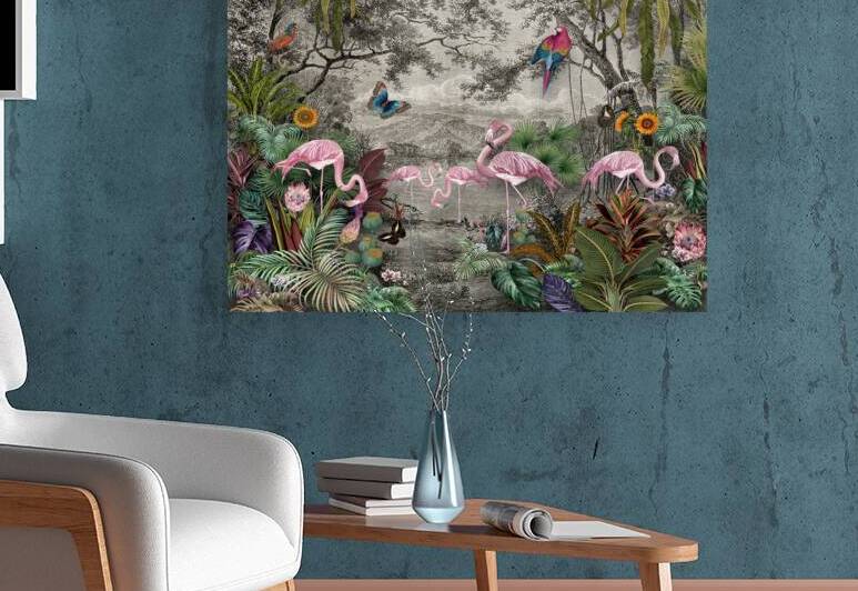 Flamingo Paradice Tapestry  Reproduction