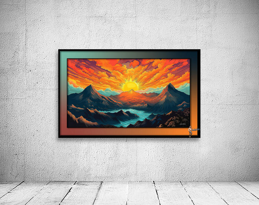 Sunset River Cartoon Wall Preview