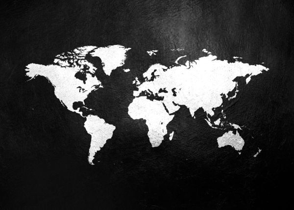World Map Silver Digital Download