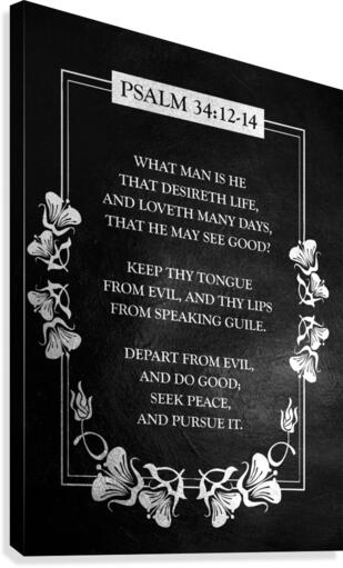 Psalm 34:12-14 Bible Verse Wall Art Canvas Print