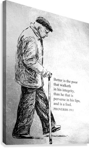 Proverbs 19:1 Bible Verse Wall Art Canvas Print