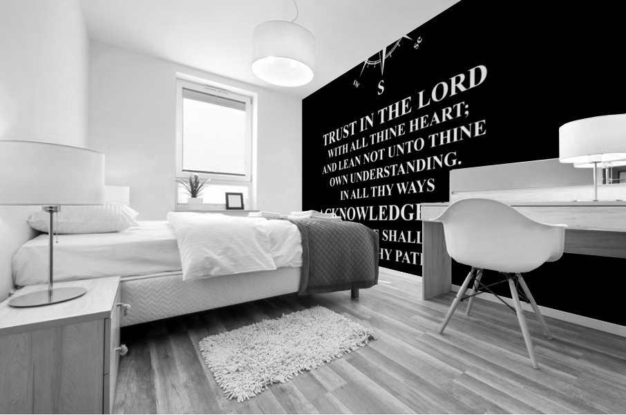 Proverbs 3 5 6 black Mural print