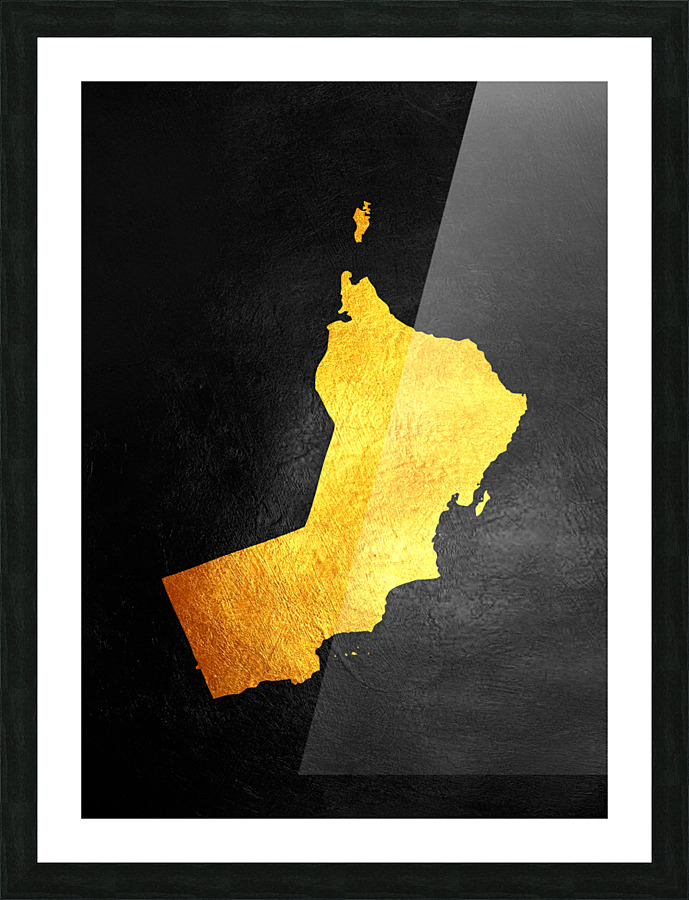 oman gold map Picture Frame print