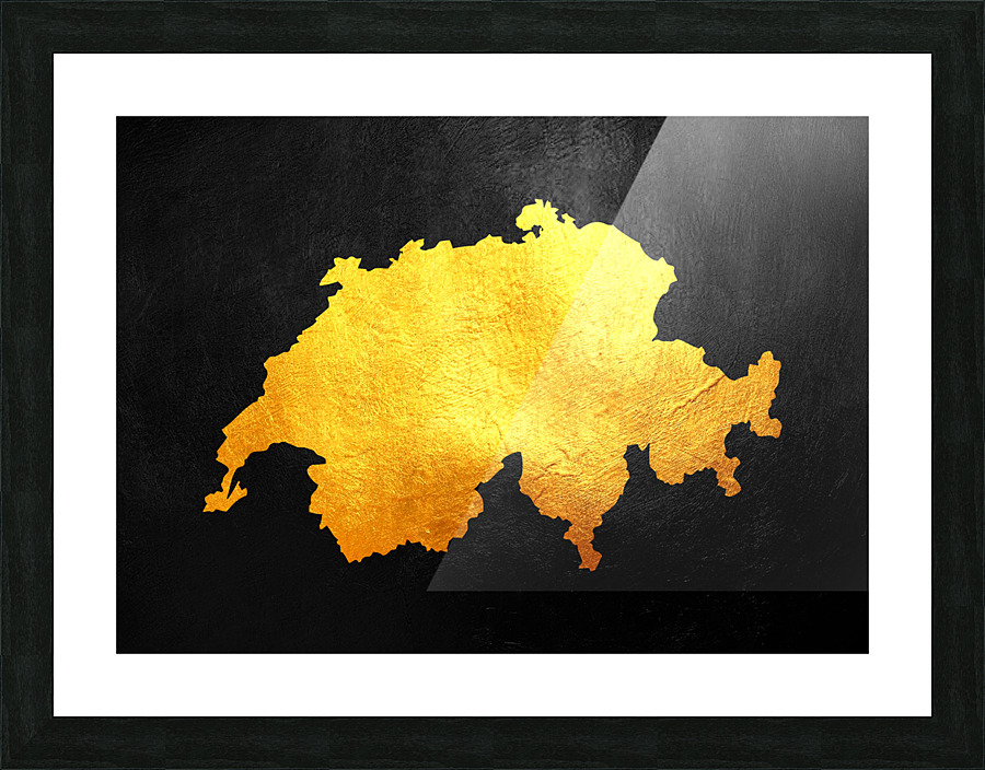switzerland gold map Picture Frame print