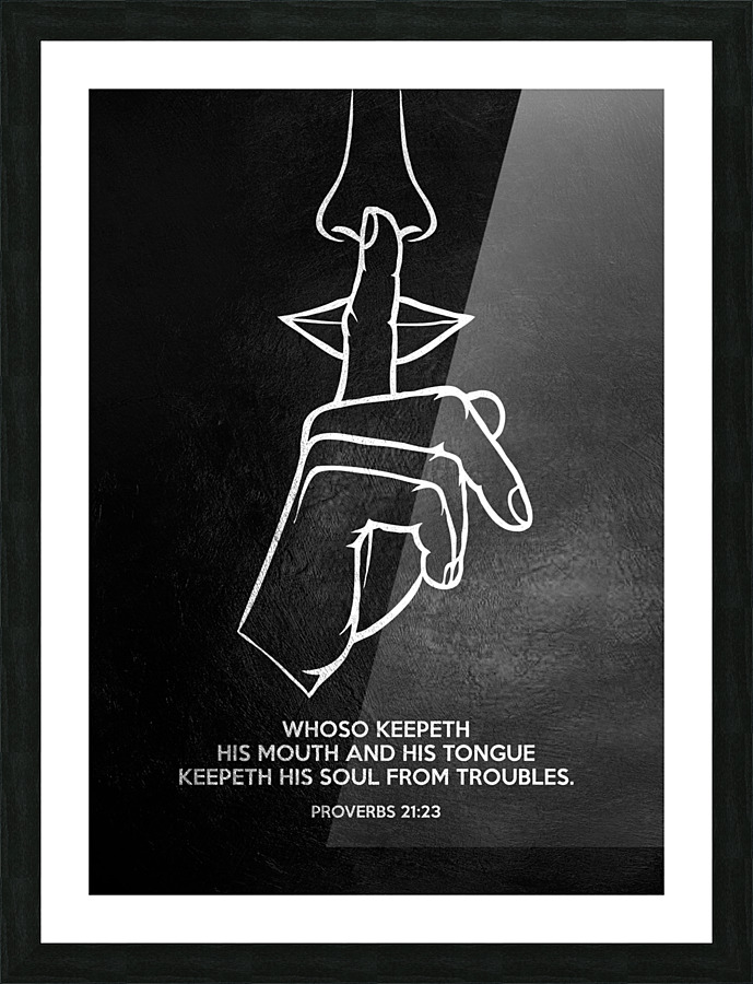 Proverbs 21:23 Bible Verse Wall Art Picture Frame print