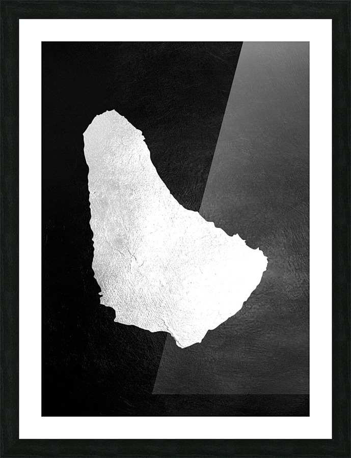 Barbados Silver Map Wall Art Picture Frame print