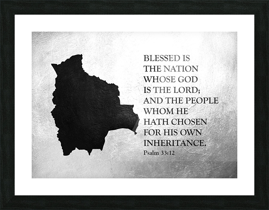 Bolivia Charcoal Map Wall Art Picture Frame print