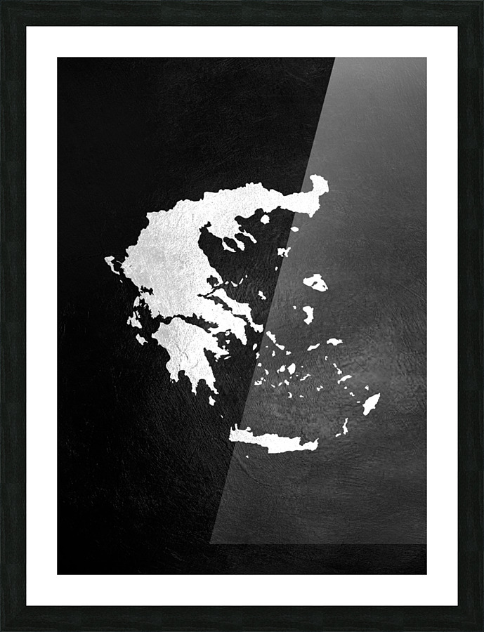Greece Silver Map Wall Art Picture Frame print