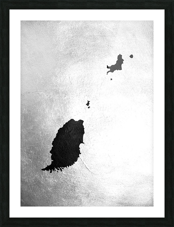 Grenada Charcoal Map Wall Art Picture Frame print