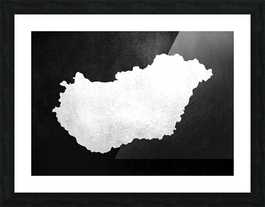 Hungary Silver Map Wall Art Picture Frame print