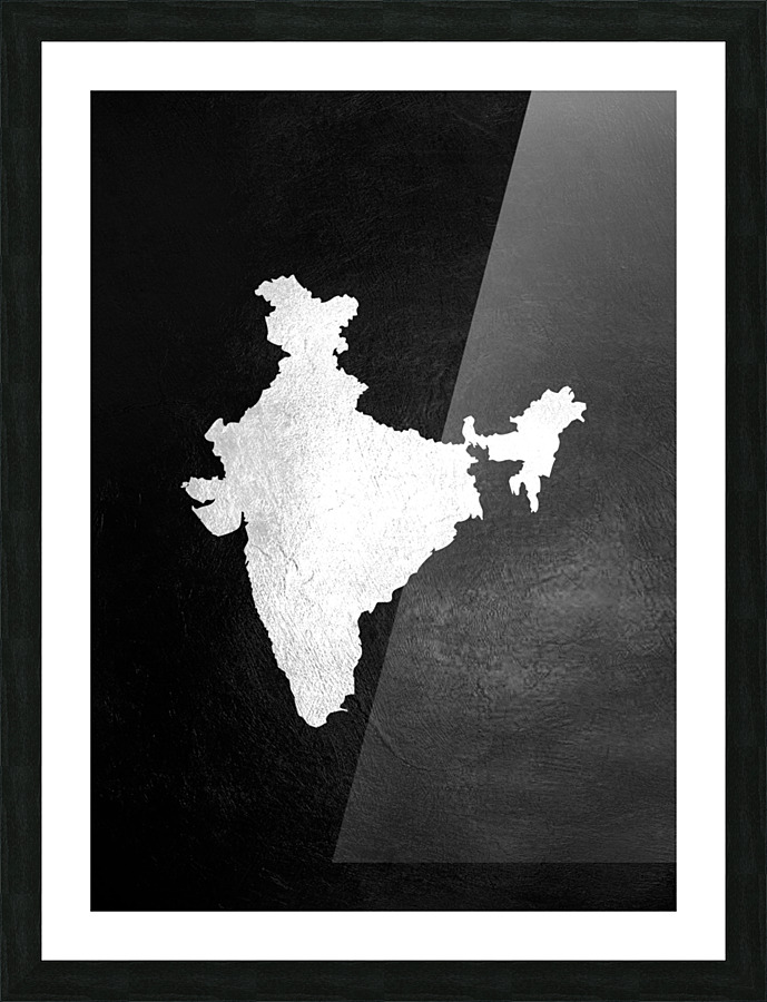 India Silver Map Wall Art Picture Frame print