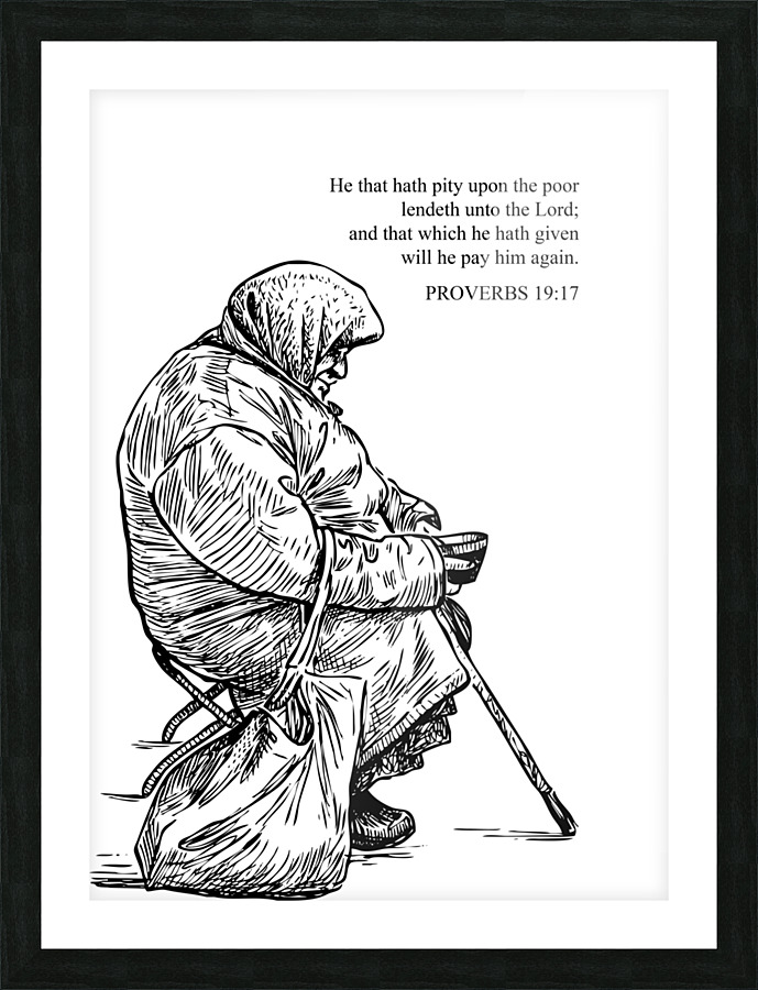 Proverbs 19 17 white Picture Frame print