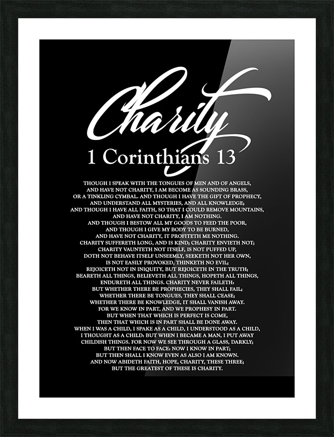 1 Corinthians 13 plain black Picture Frame print