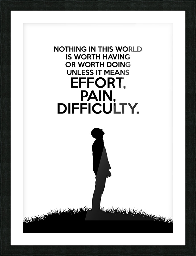 effort pain difficulty white Picture Frame print