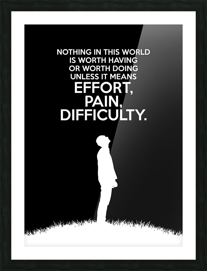 effort pain difficulty black Picture Frame print