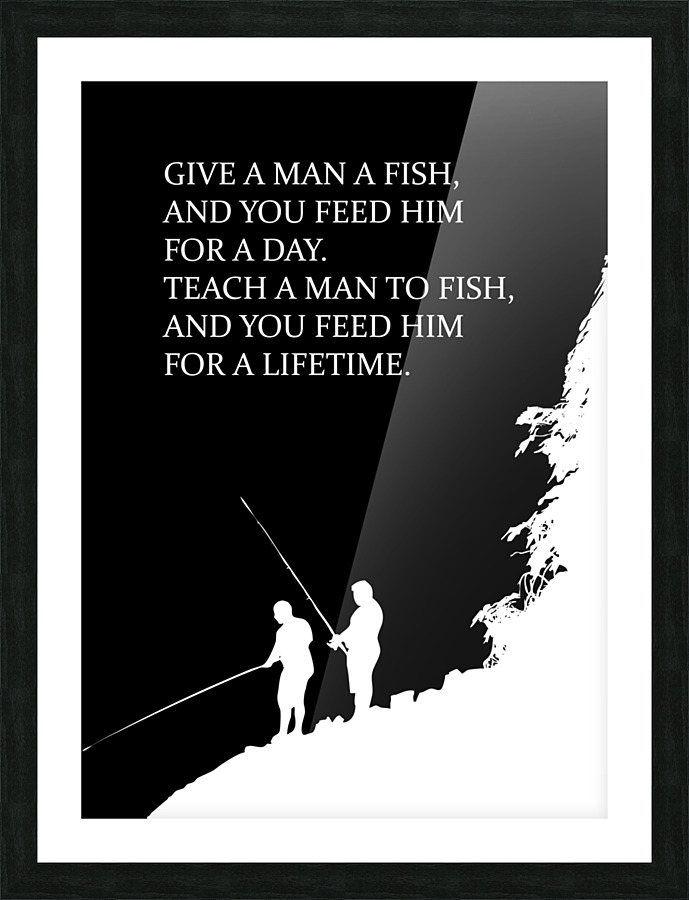 fishing black Picture Frame print