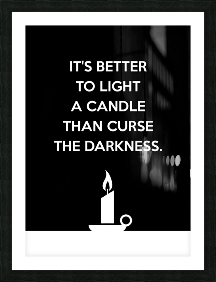 light a candle black Picture Frame print