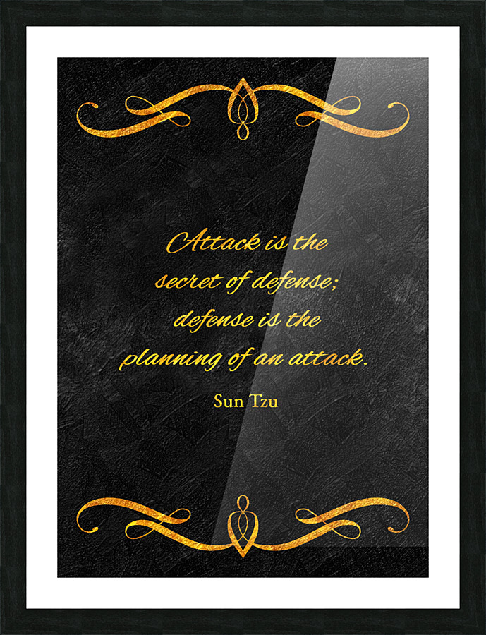 attack and defend gold Picture Frame print