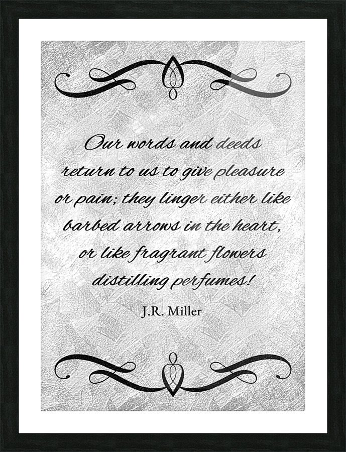 words and deeds silver Picture Frame print
