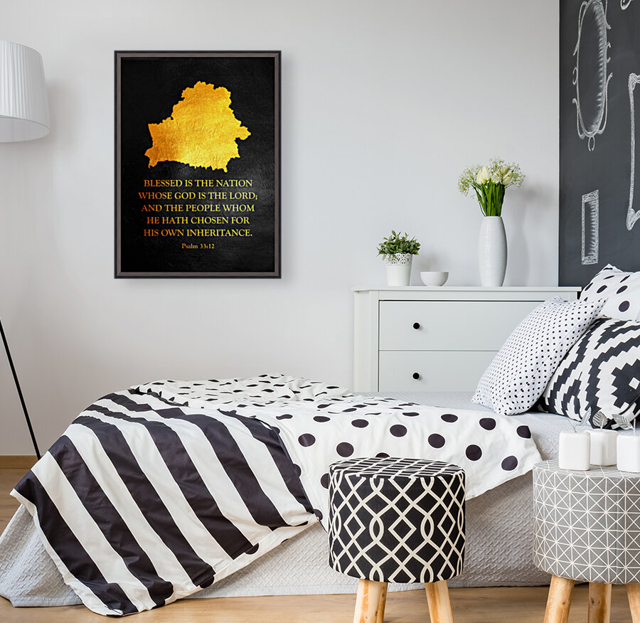 Belarus Gold Map Wall Art Reproduction