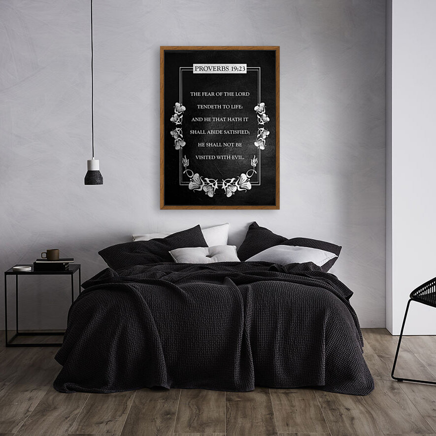 Proverbs 19:23 Bible Verse Wall Art Reproduction