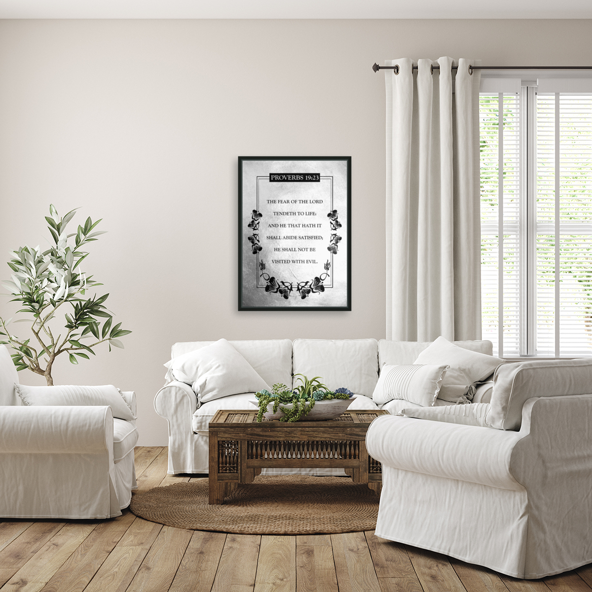 Proverbs 19:23 Bible Verse Wall Art Reproduction