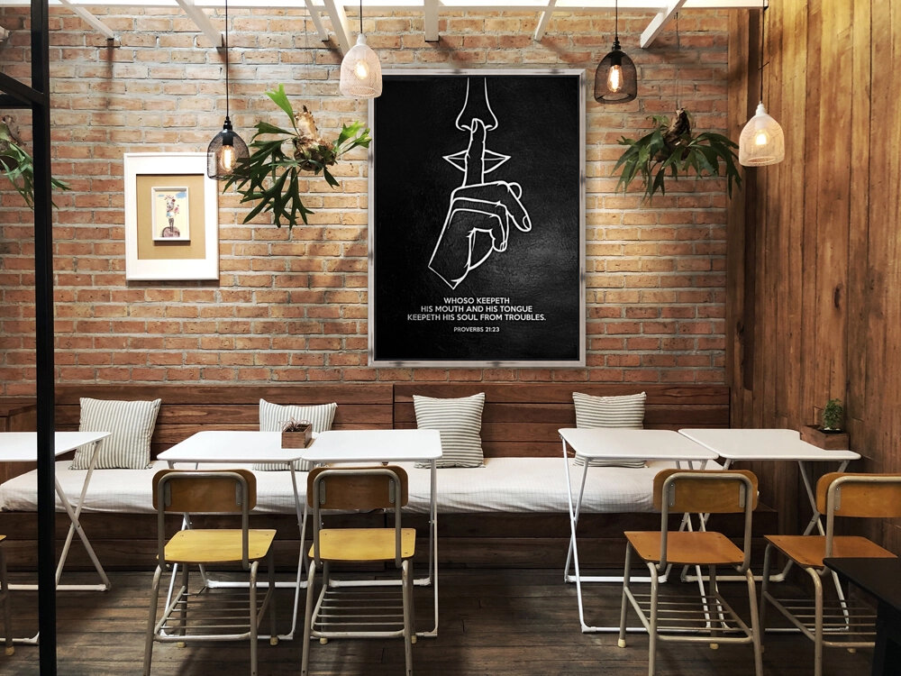 Proverbs 21:23 Bible Verse Wall Art Reproduction